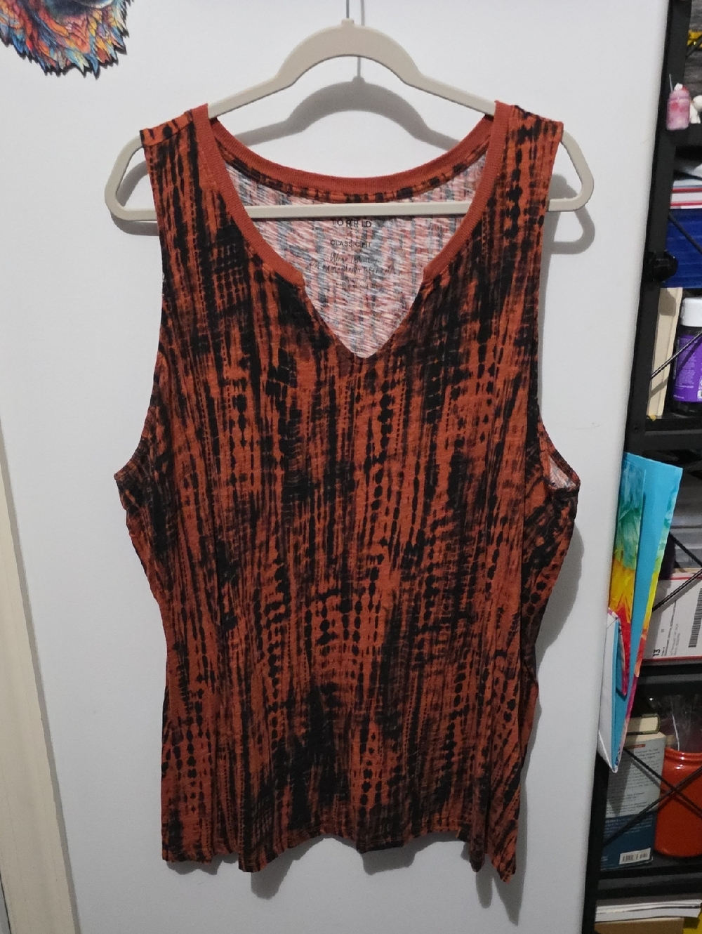 torrid Rust and Black Tie-Dye V-Neck Tank